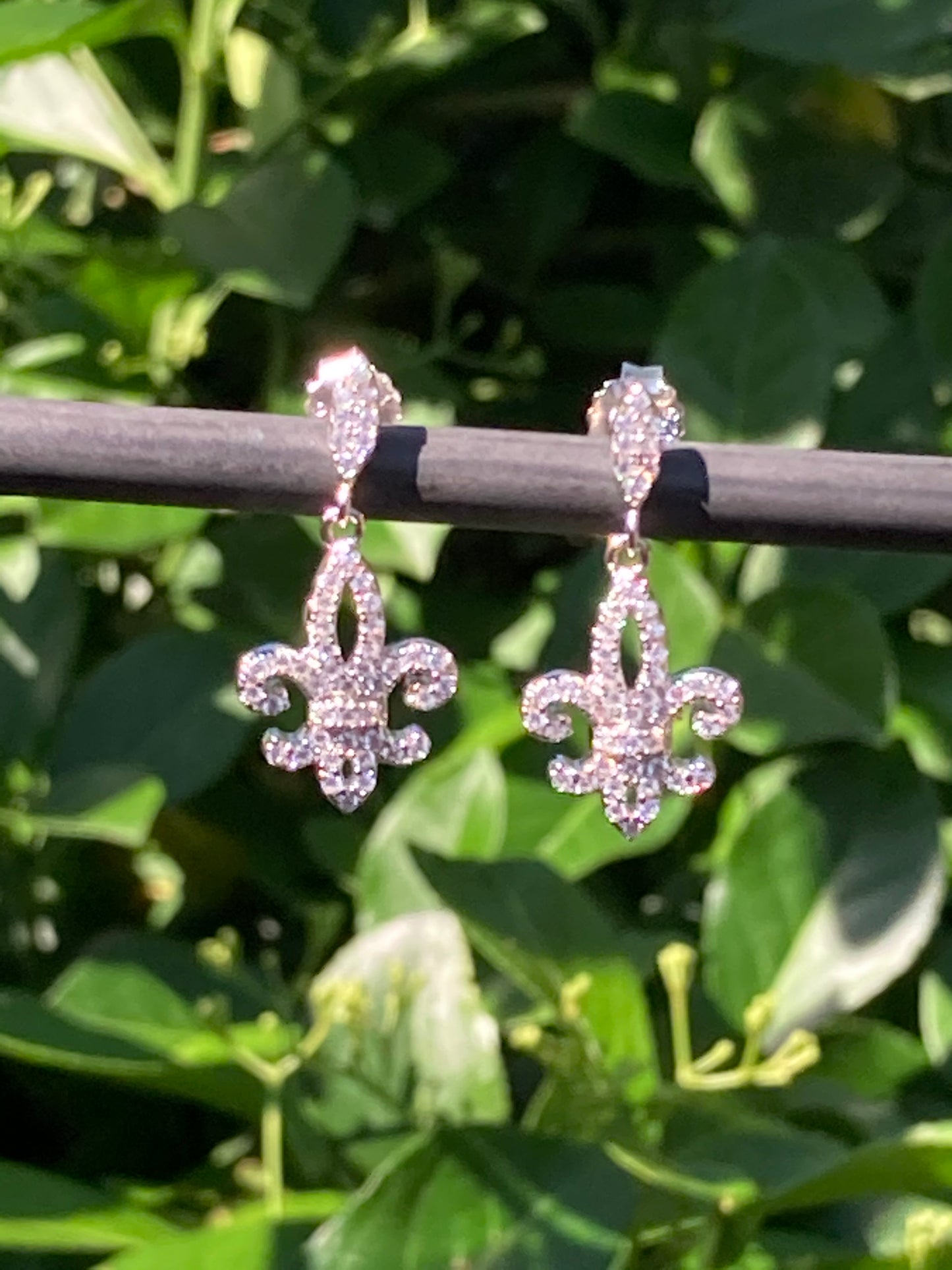 Sterling Silver & CZ Fleur-de-Lis Earrings