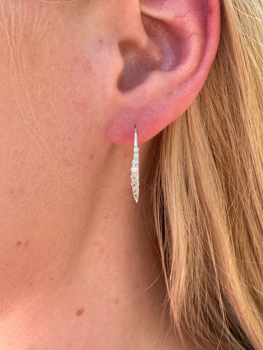 Sterling Silver Polished White CZ Earring Threaders