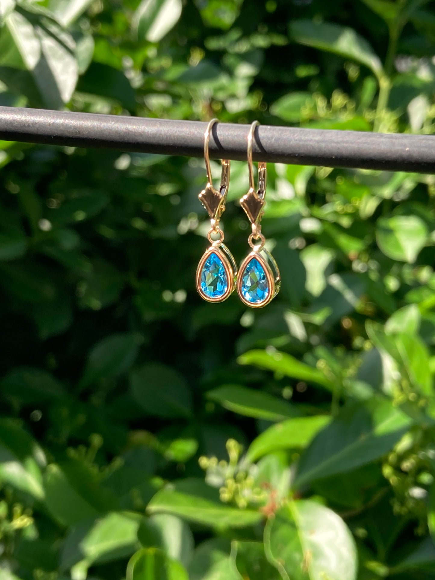 Petite 14K Yellow Gold & Blue Topaz Earrings