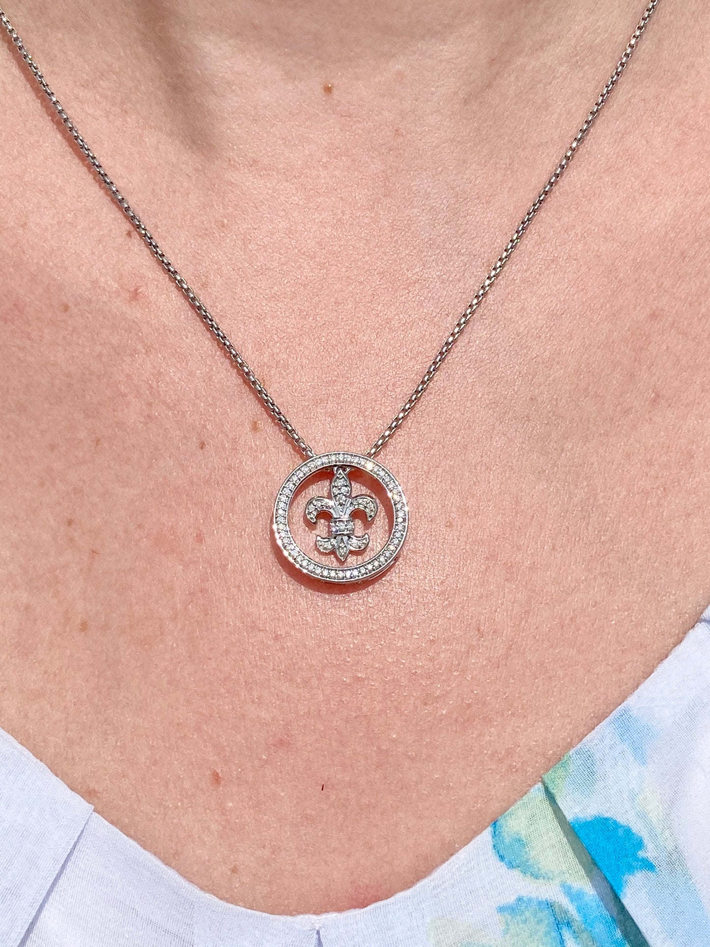 Gold & Natural Diamond Fleur-de-Lis Necklace