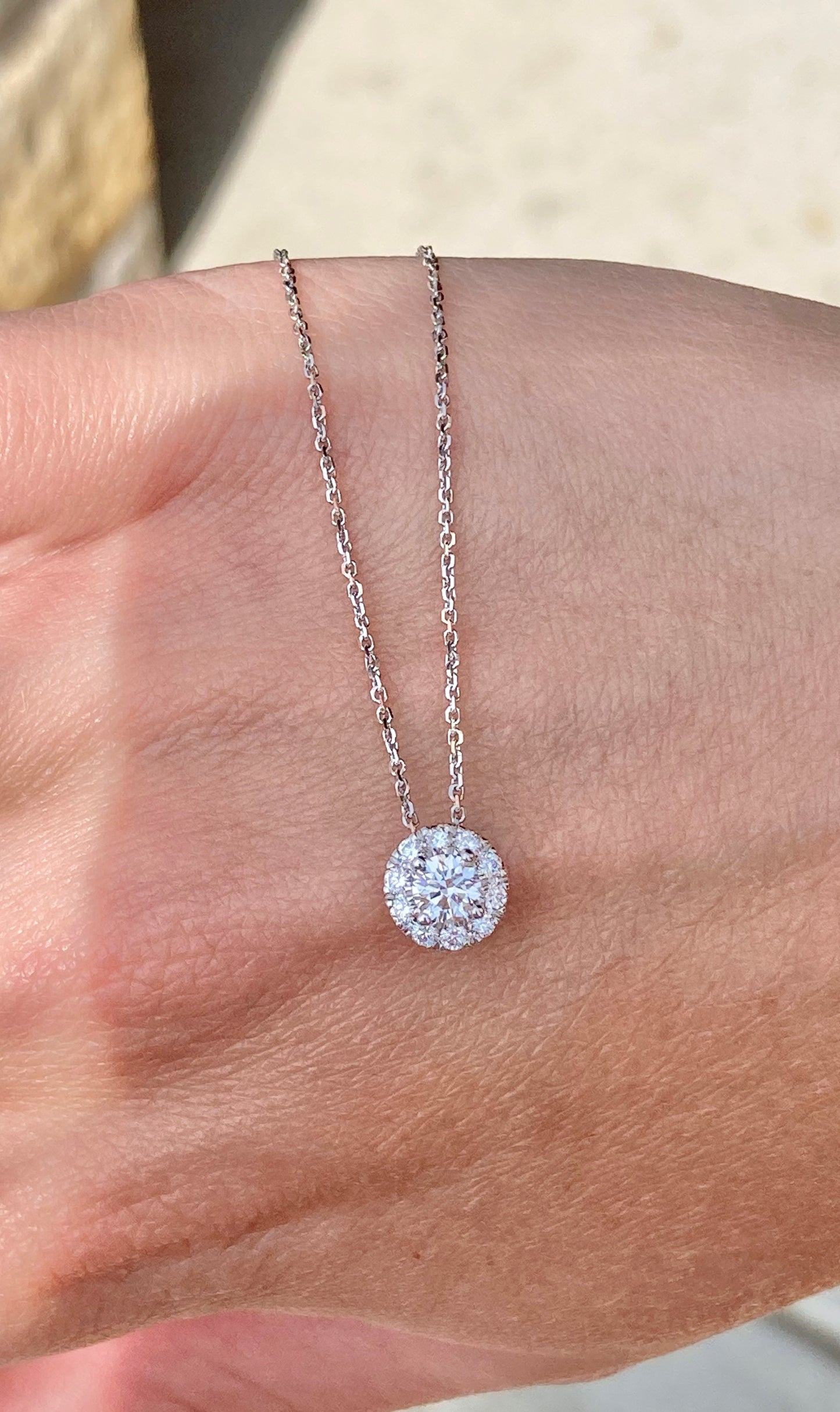Diamond Halo Pendant Necklace