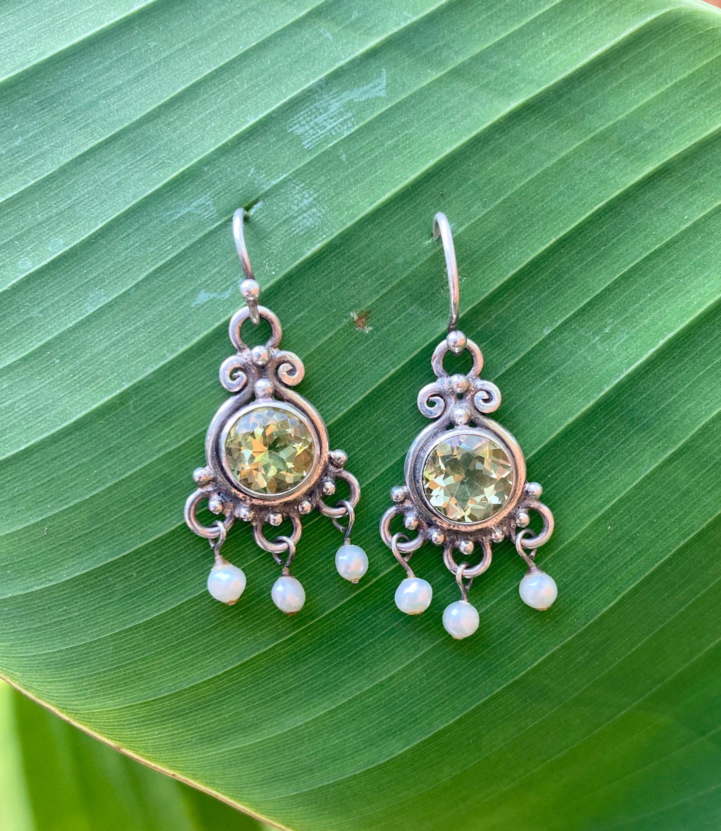 Citrine & Pearl Dangle Earrings