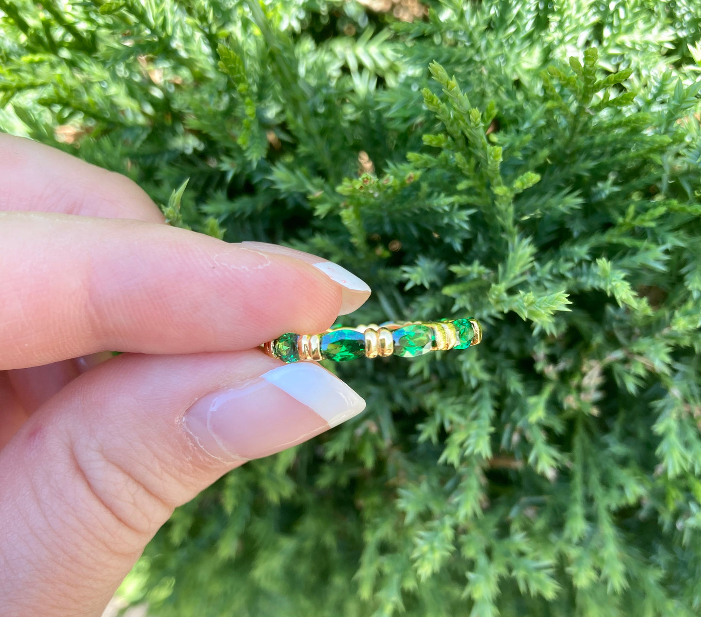 Gold Vermeil Green CZ Eternity Band
