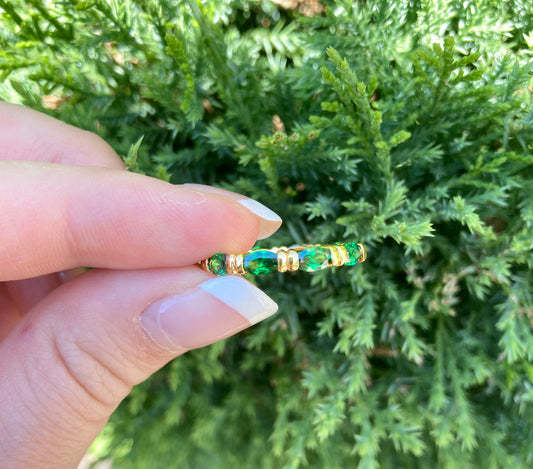 Gold Vermeil Green CZ Eternity Band