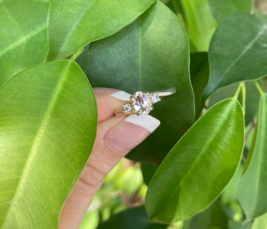 Petite Pink Tourmaline and White Topaz Ring