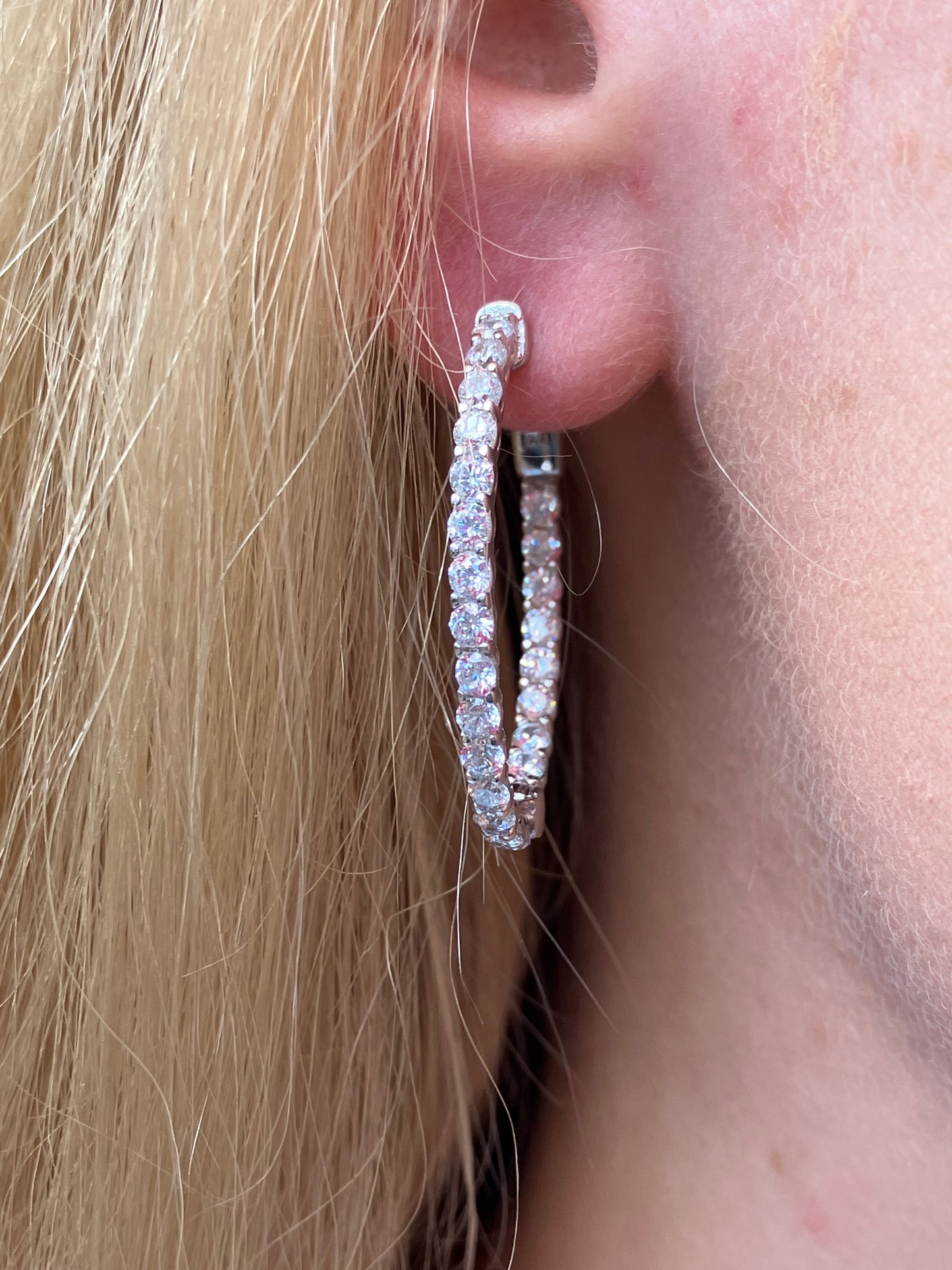Oval Hoop CZ Earrings
