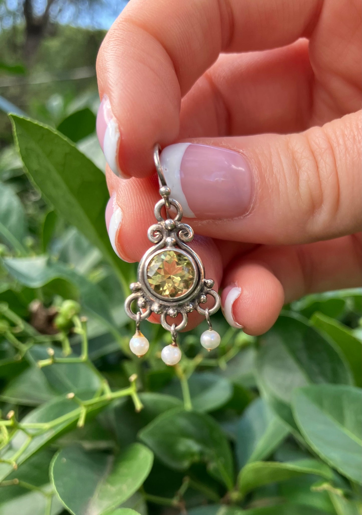 Citrine & Pearl Dangle Earrings