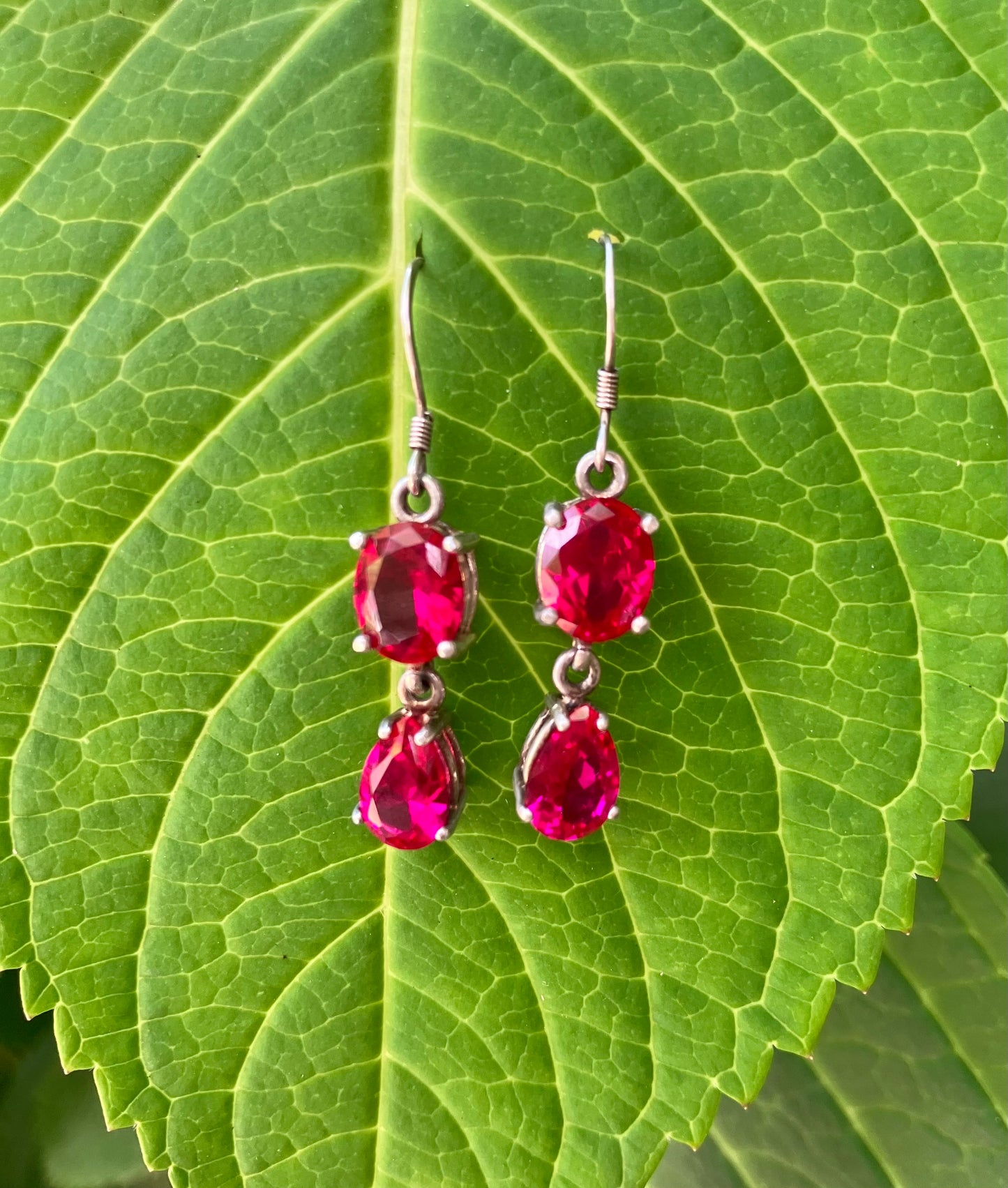 Lab Created Ruby Dangle Earrings
