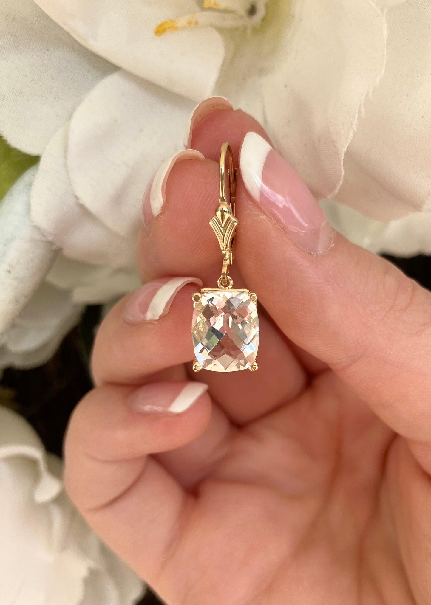 14K Yellow Gold & Goshenite Earrings