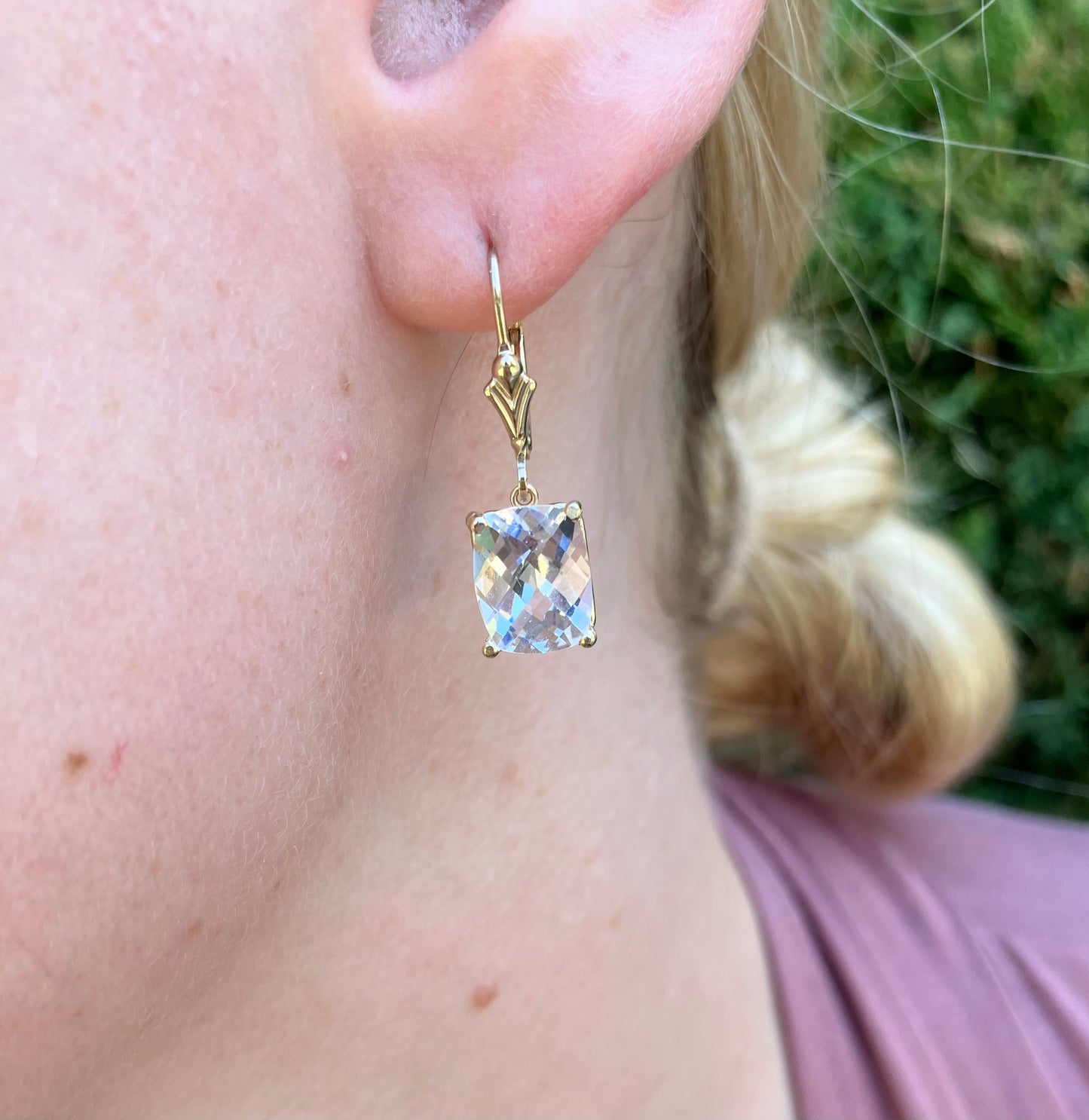 14K Yellow Gold & Goshenite Earrings