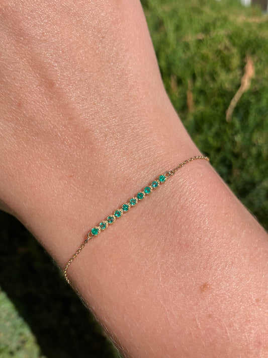 14K Yellow Gold & Emerald Bar Bracelet