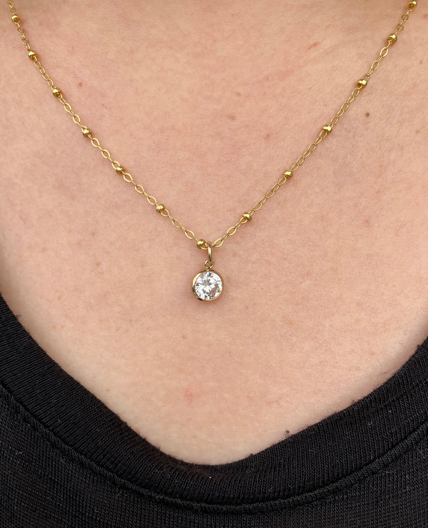 CZ Beaded Station Necklace