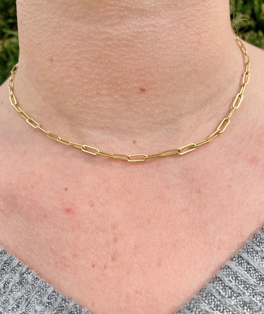 Gold Filled 18" Paperclip Necklace