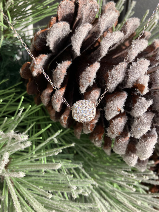 Sterling Silver White CZ Ball Necklace