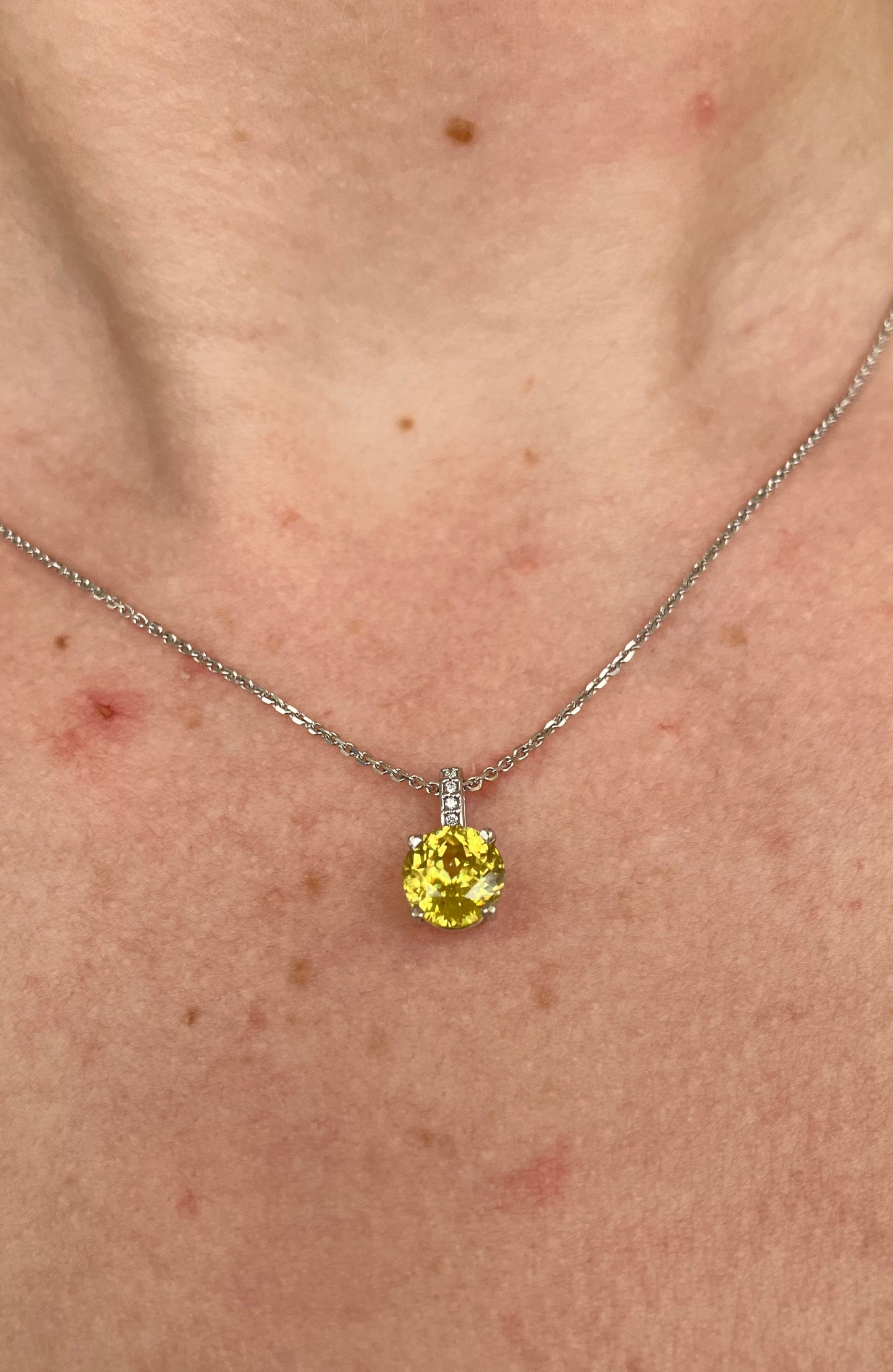 14K White Gold Sphene & Diamond Necklace