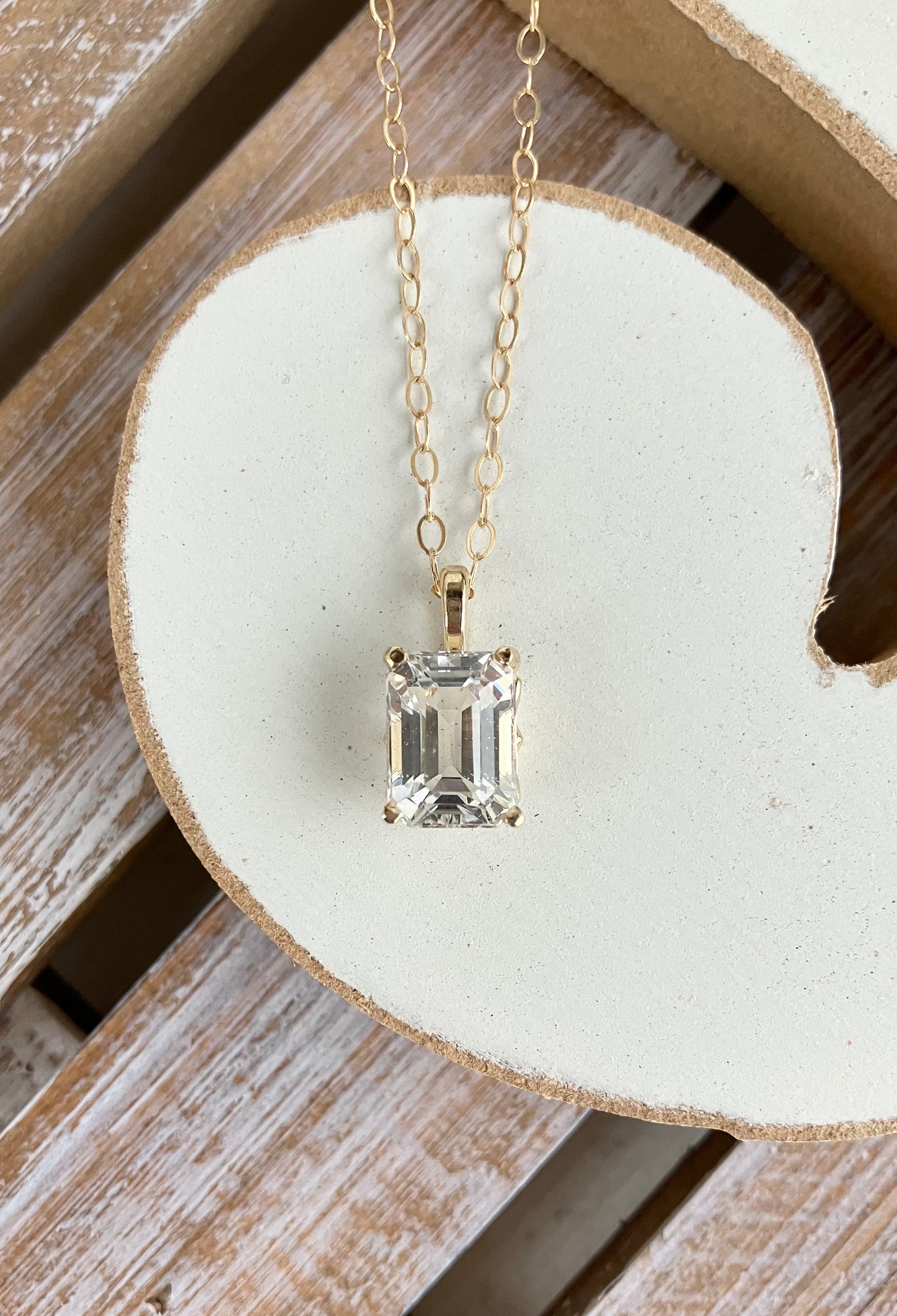Yellow Gold & White Topaz Necklace