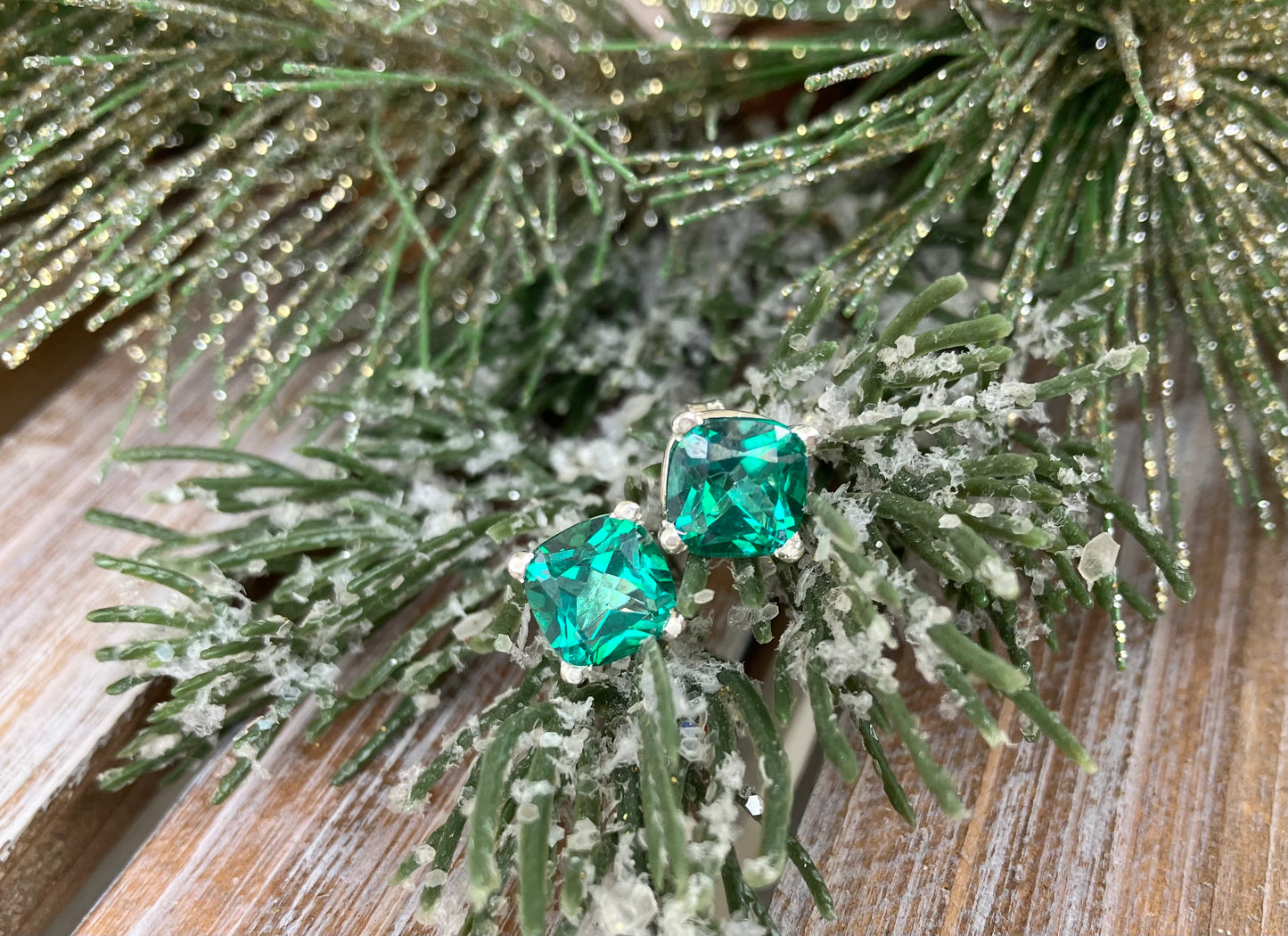 Cushion Cut Green Topaz Earrings