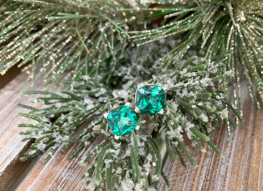 Cushion Cut Green Topaz Earrings