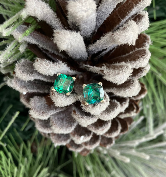 Cushion Cut Green Topaz Earrings