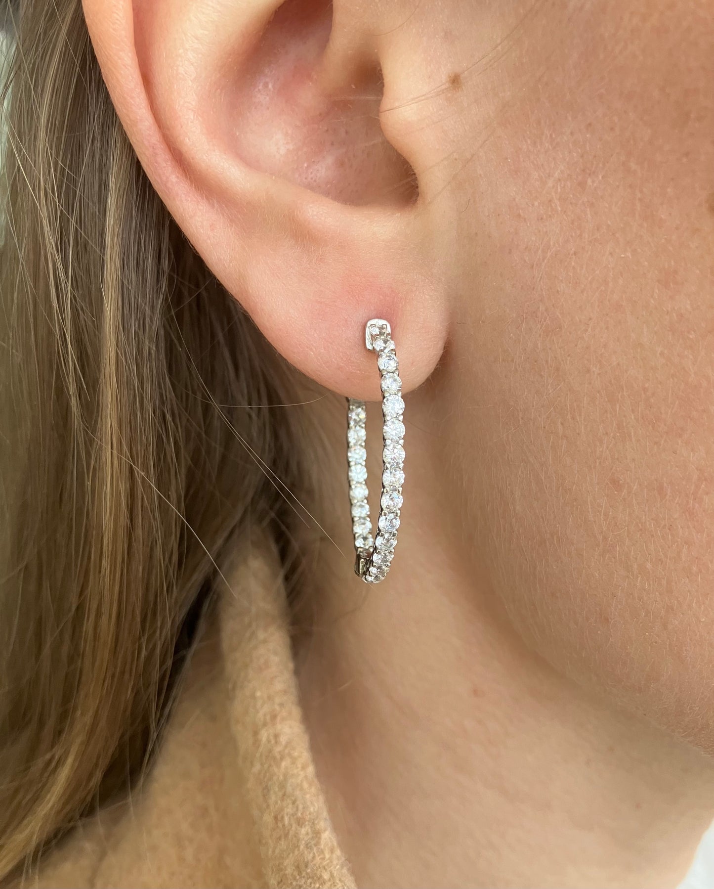 Oval Hoop CZ Earrings