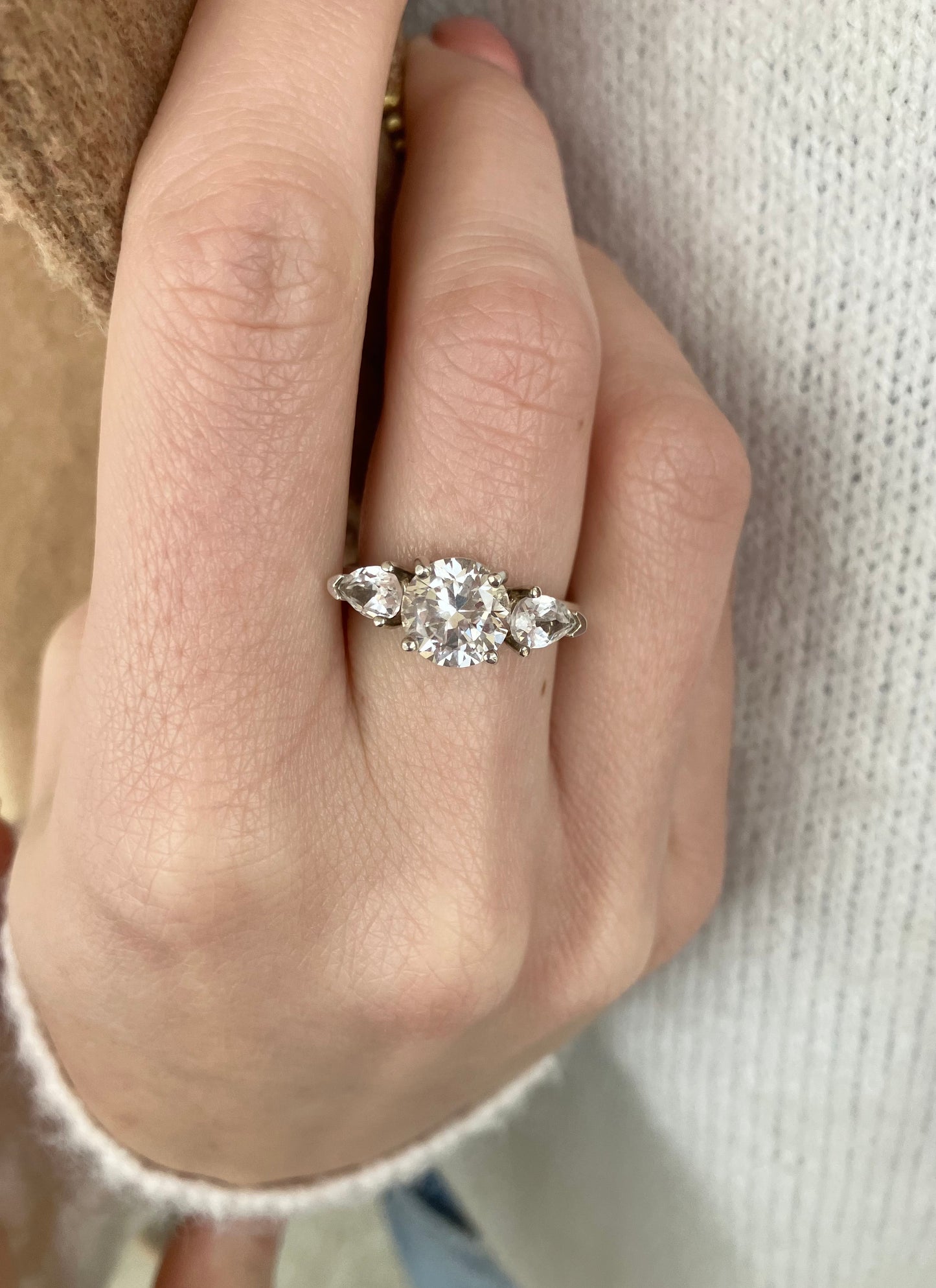 Lab Created White Sapphire and Sterling Silver Ring