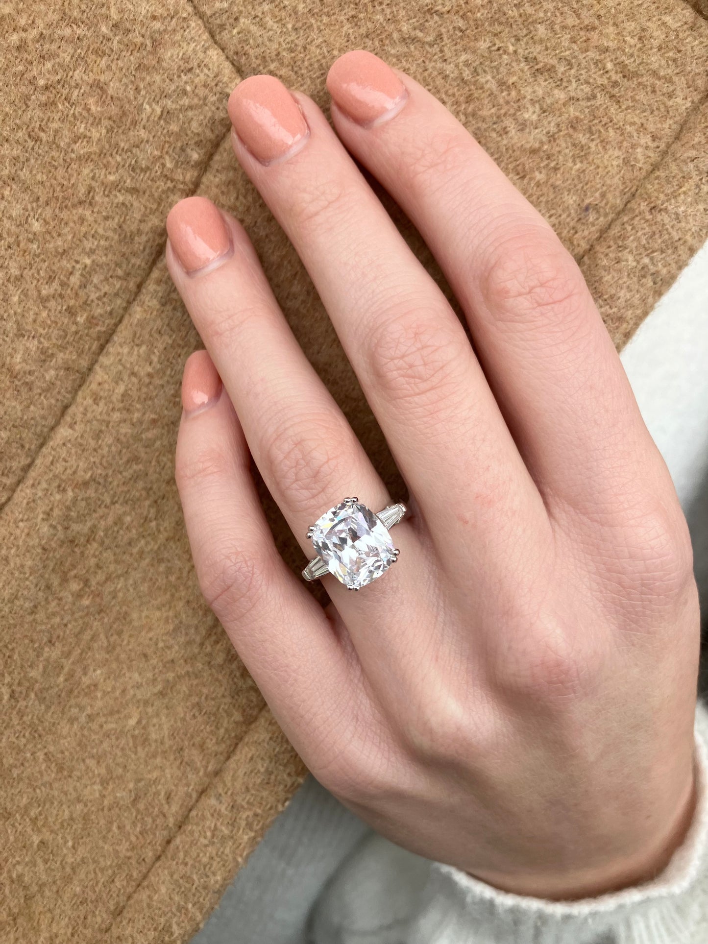 Elongated Cushion Cut CZ Sterling Silver Ring