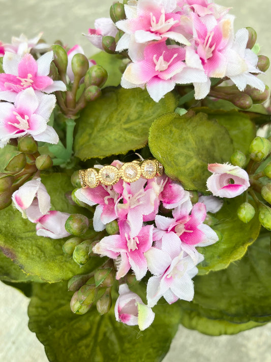 Gold Plated & Faceted Champagne CZ Eternity Band
