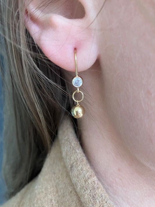 Gold-Filled Ball & CZ Earrings