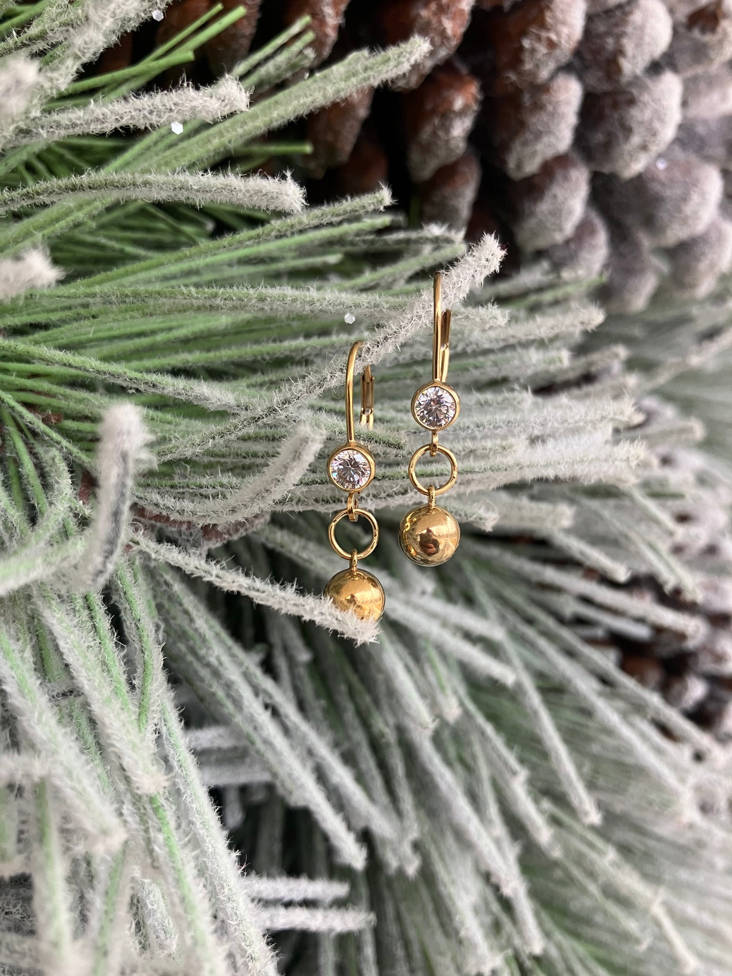 Gold-Filled Ball & CZ Earrings