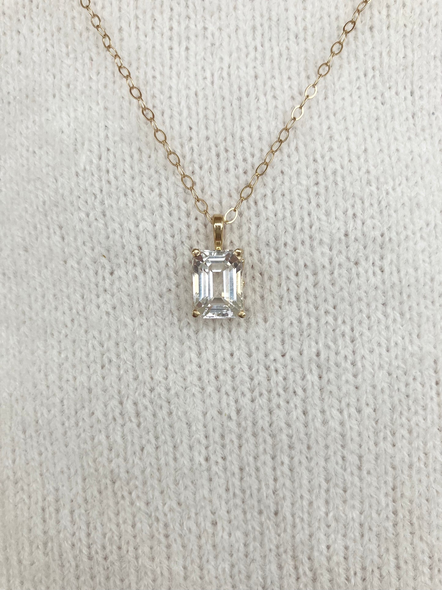 Yellow Gold & White Topaz Necklace