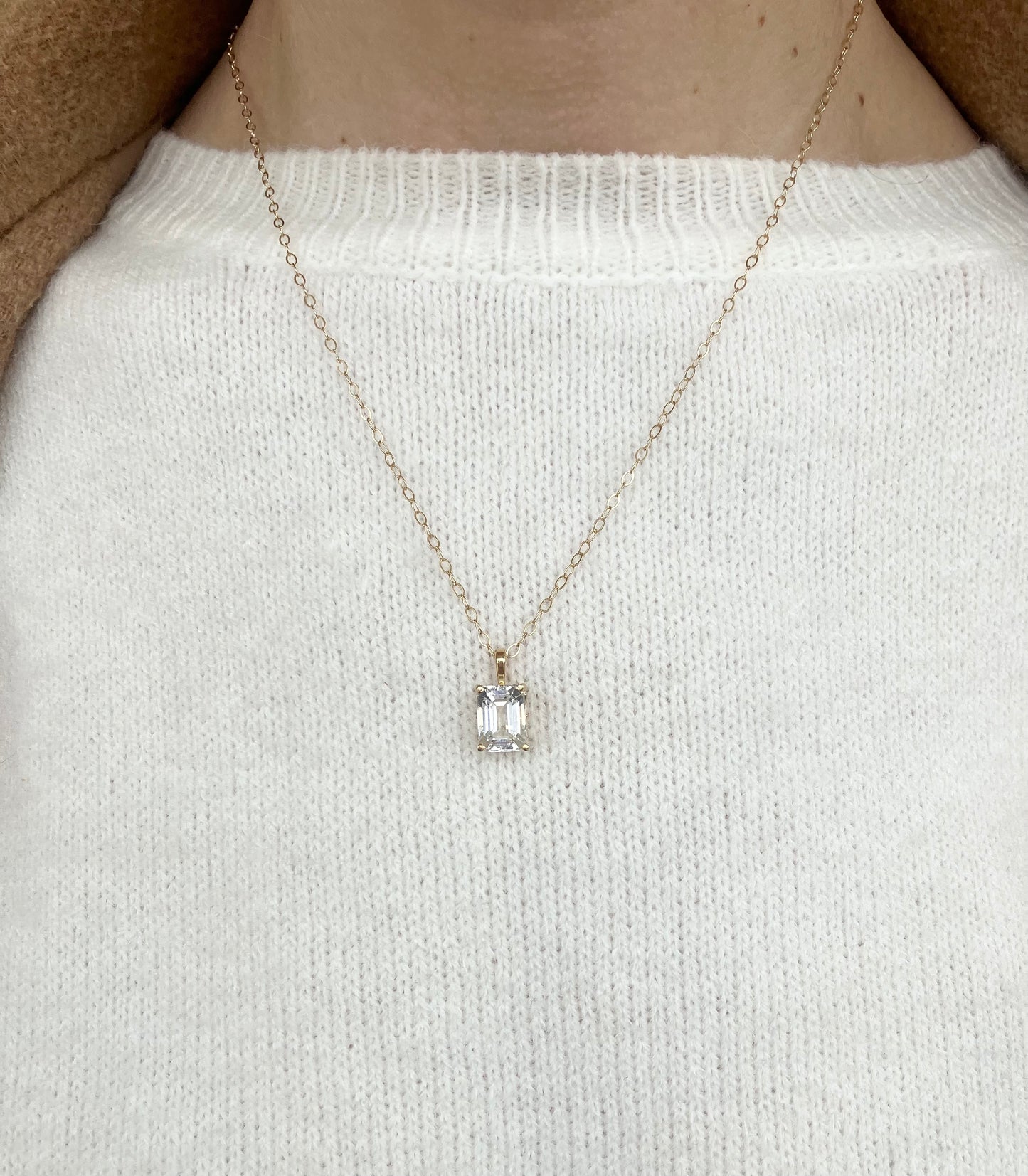 Yellow Gold & White Topaz Necklace