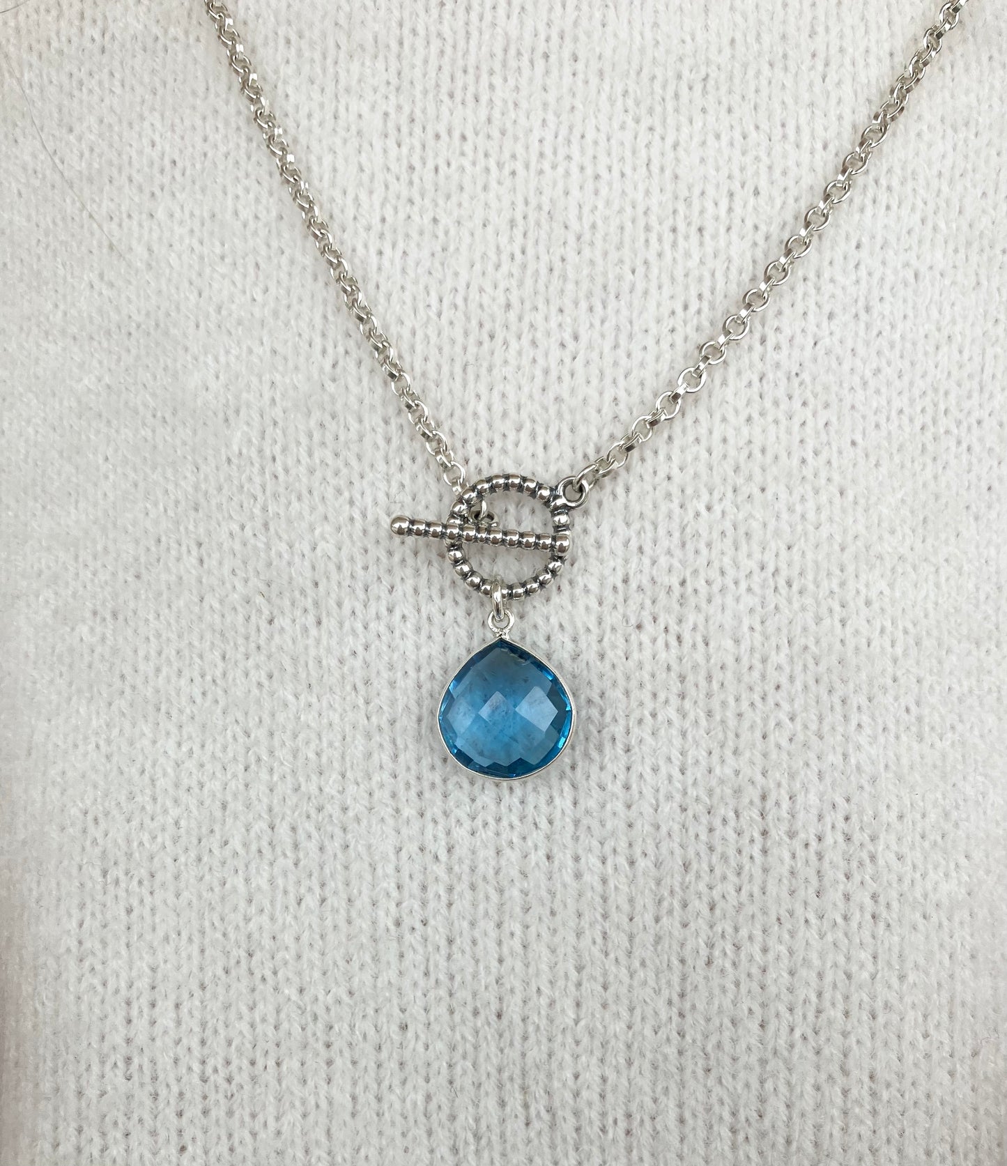 Sterling Silver Toggle Blue Quartz Necklace