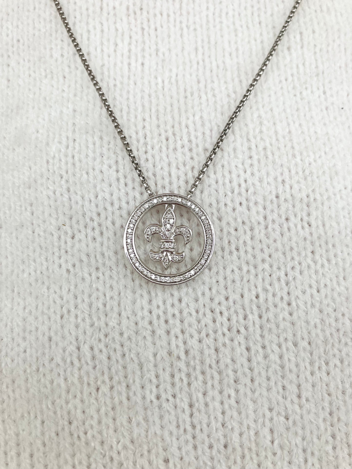 Gold & Natural Diamond Fleur-de-Lis Necklace