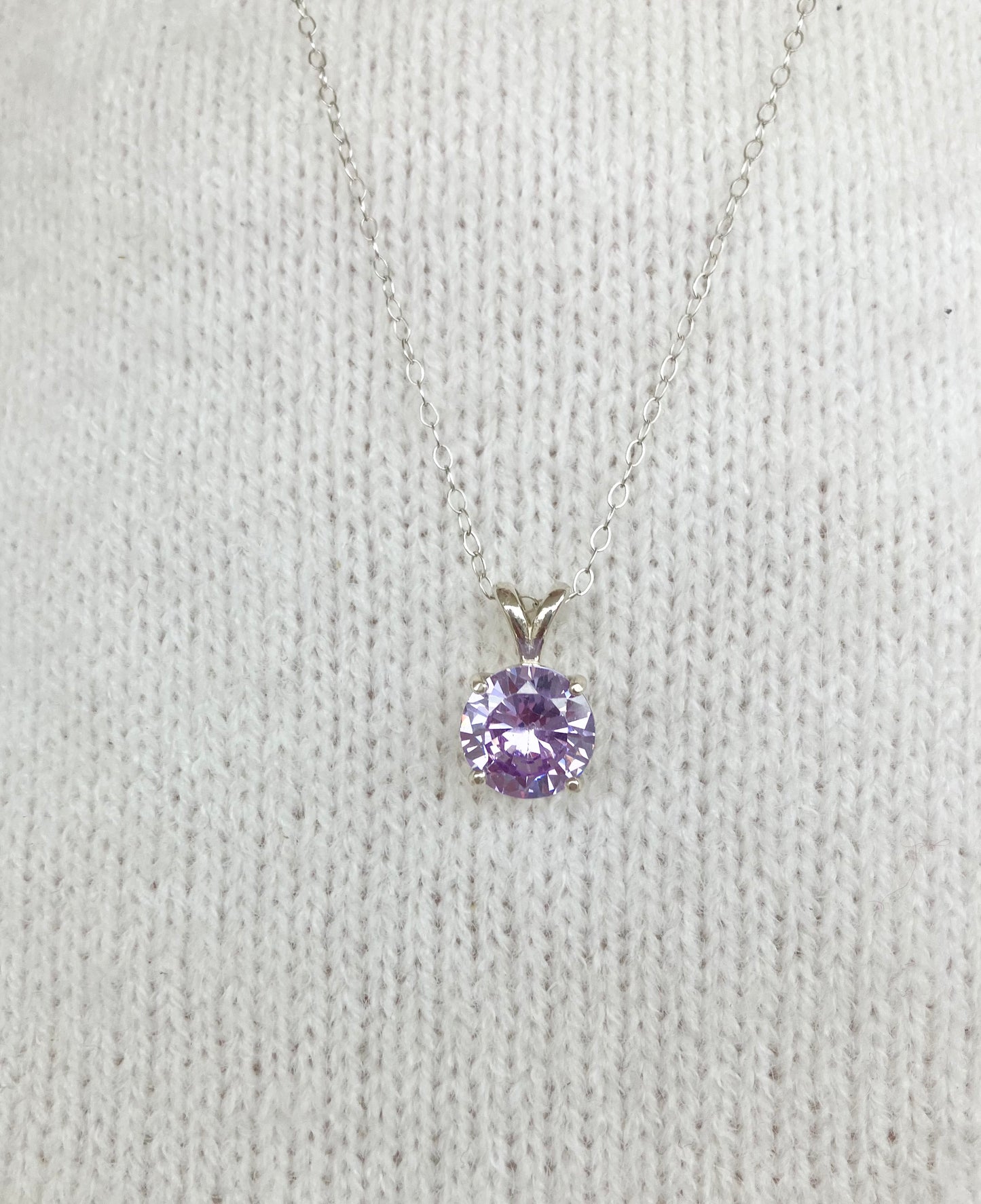 Lavender CZ Sterling Silver Necklace