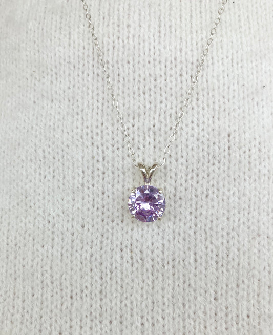 Lavender CZ Sterling Silver Necklace