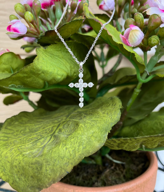 Lab-Created Diamond & Gold Cross Necklace