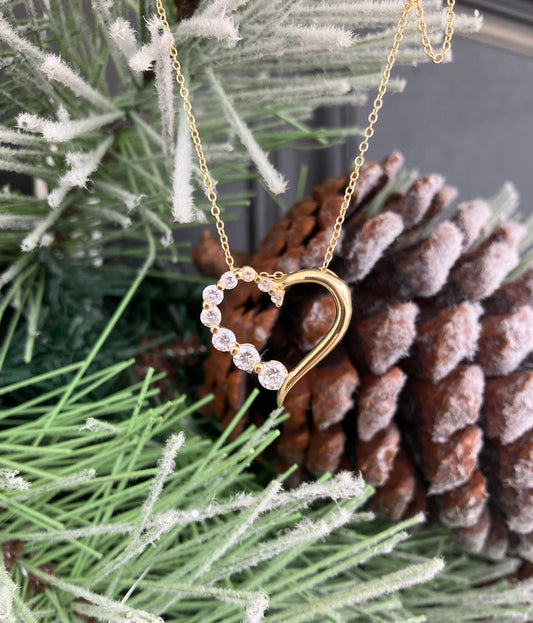 Sterling Silver Vermeil CZ Heart Necklace