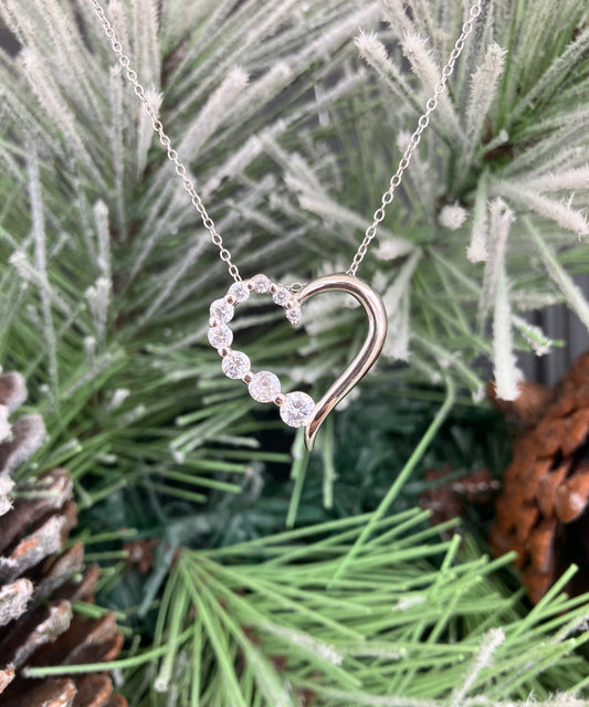 Sterling Silver CZ Open Heart Necklace