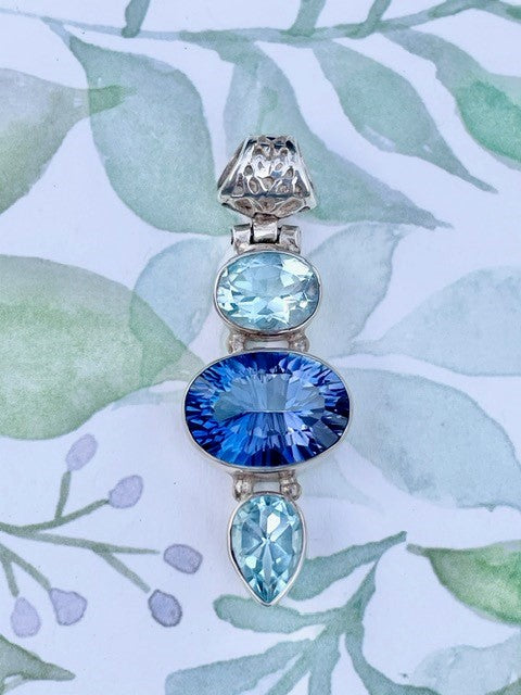 Blue Topaz & Sterling Silver Pendant