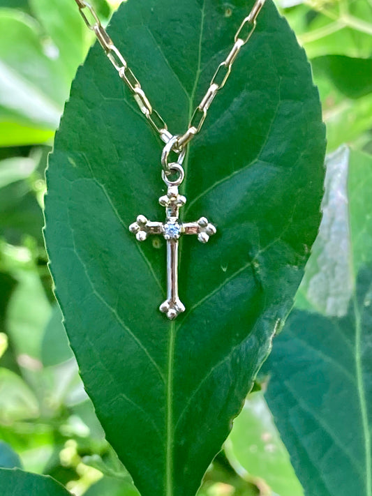 Gold-Filled Chain & 14K Yellow Gold Diamond Cross Necklace