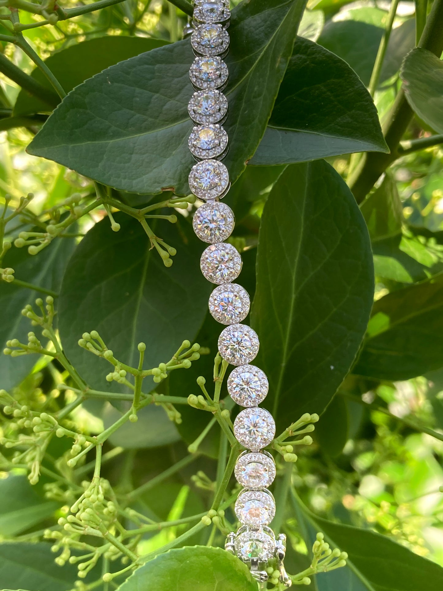 Sterling Silver & White CZ Halo Bracelet
