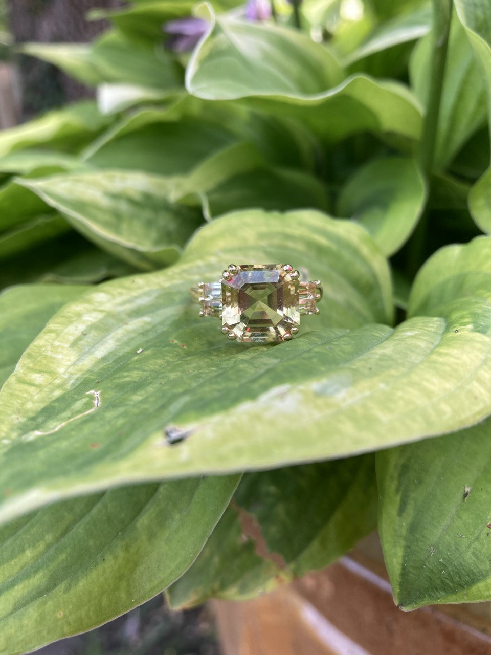 Asscher & Baguette Cut Citrine Gold Ring