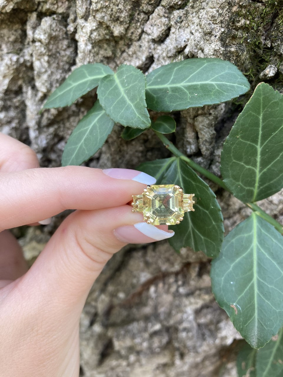 Asscher & Baguette Cut Citrine Gold Ring