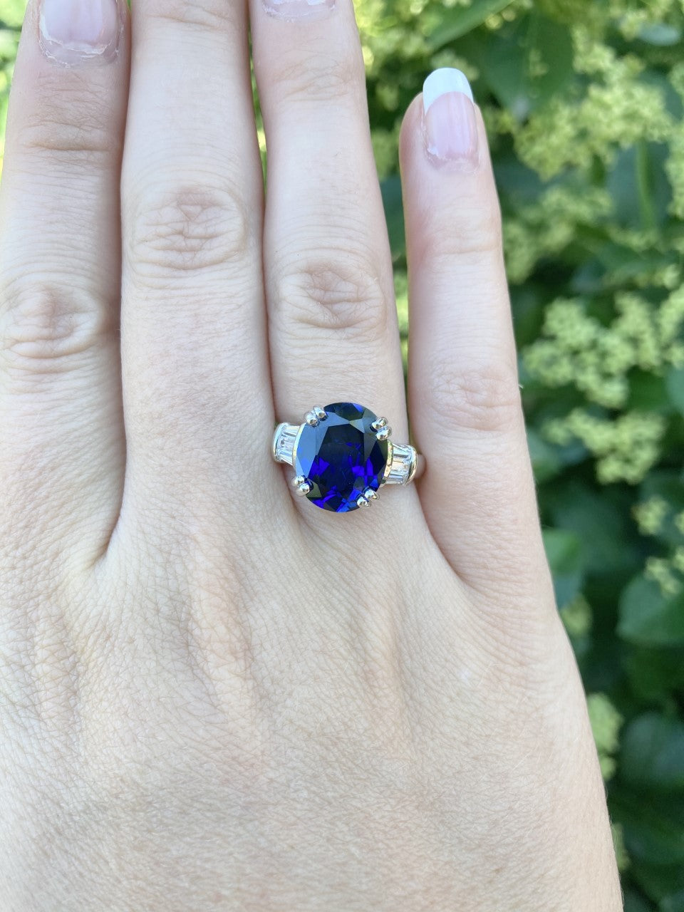 Lab Blue Sapphire Sterling Silver Ring