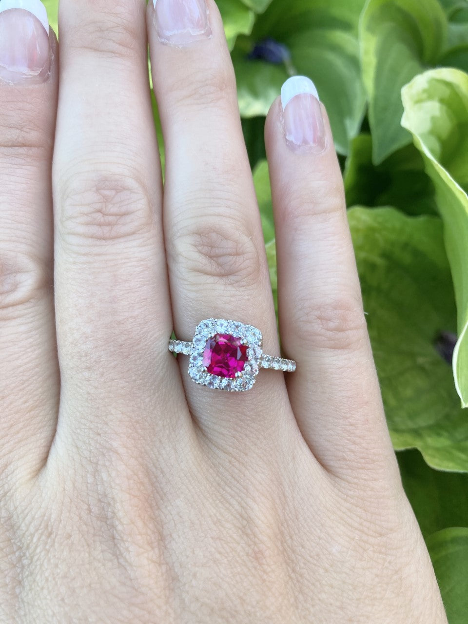 Lab-Created Ruby & White Topaz Sterling Silver Ring