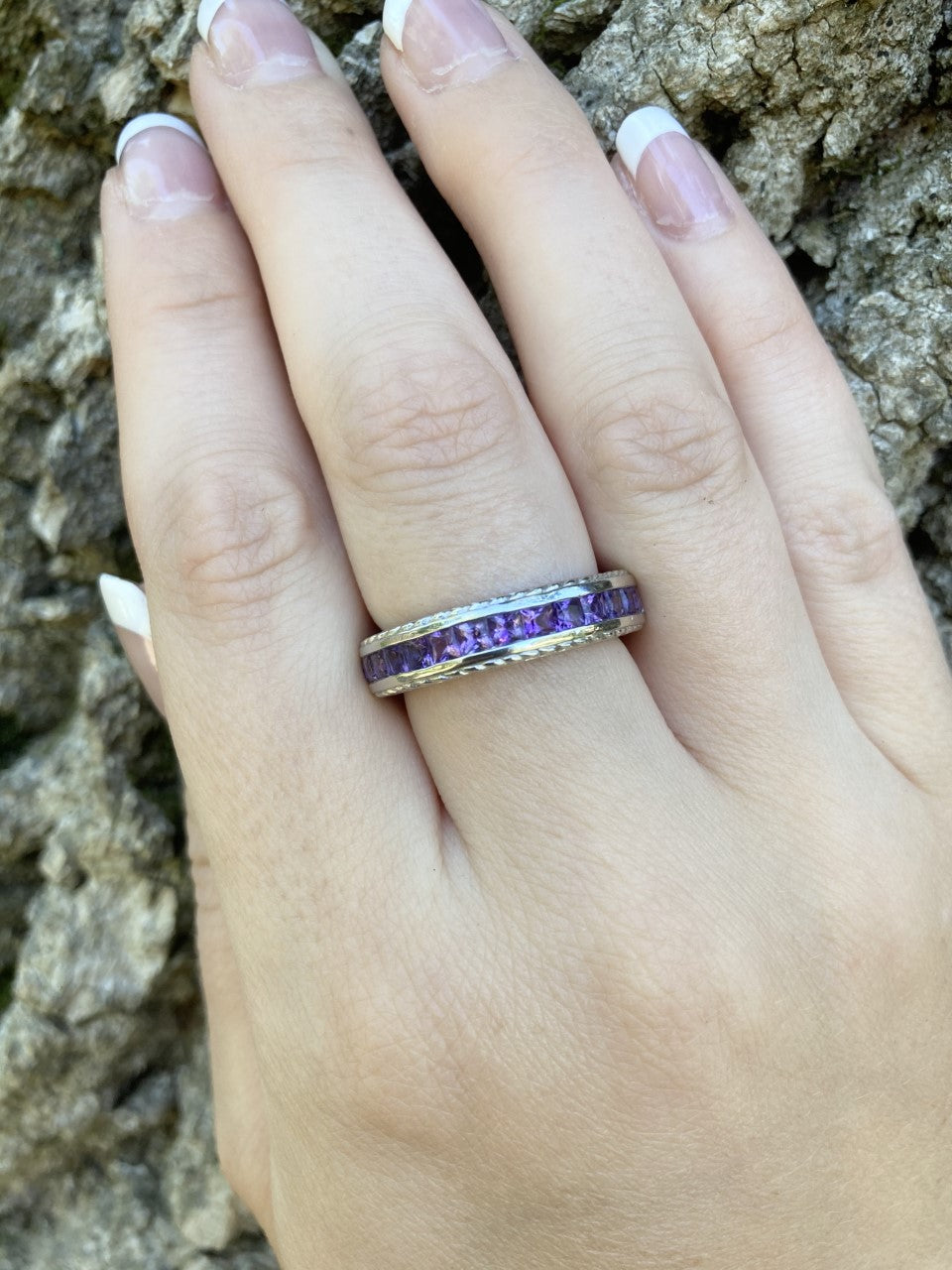 Sterling Silver Amethyst Band