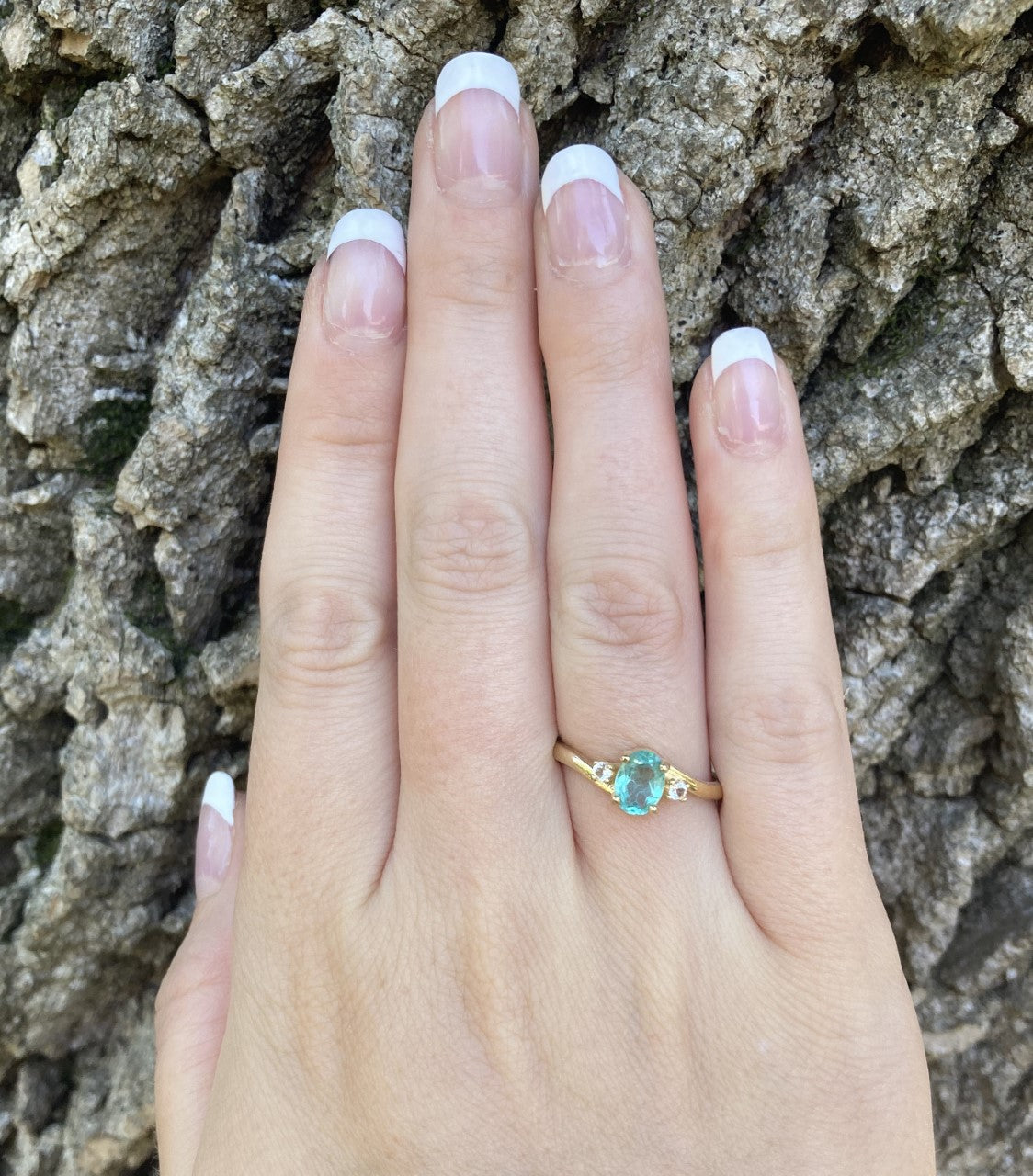 Apatite & White Topaz 14K Yellow Gold Ring