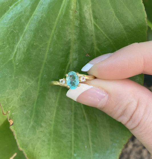 Apatite & White Topaz 14K Yellow Gold Ring