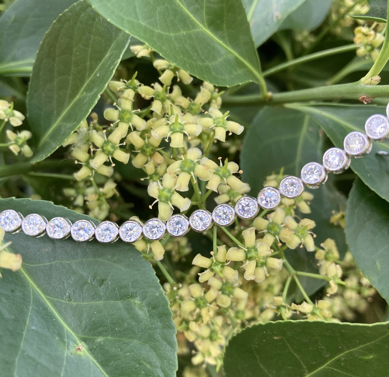 Bezel Set CZ and Sterling Silver Tennis Bracelet