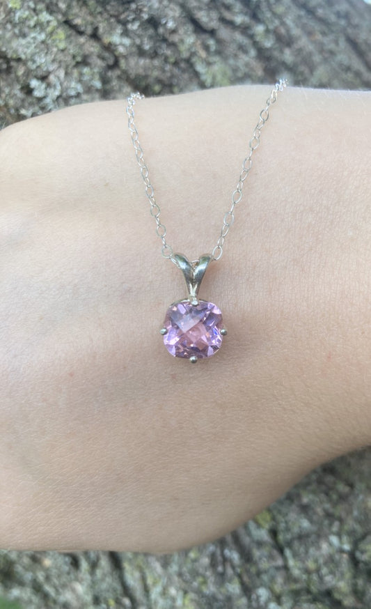 Simulated Checkerboard Kunzite Necklace